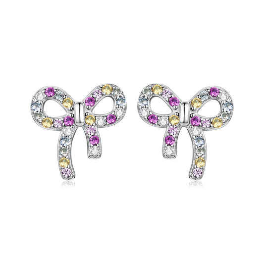 925 Sterling Silver White Gold Plated Pavé Setting CZ Earrings 1.0cm for Women