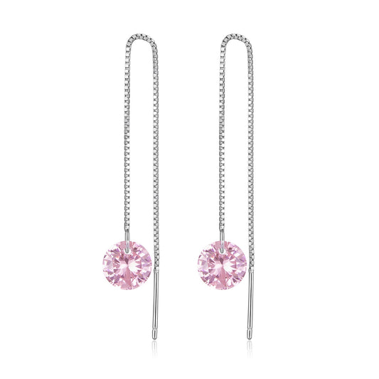 925 Sterling Silver Earrings with 0.8cm Main Stone and CZ for Women - view 2