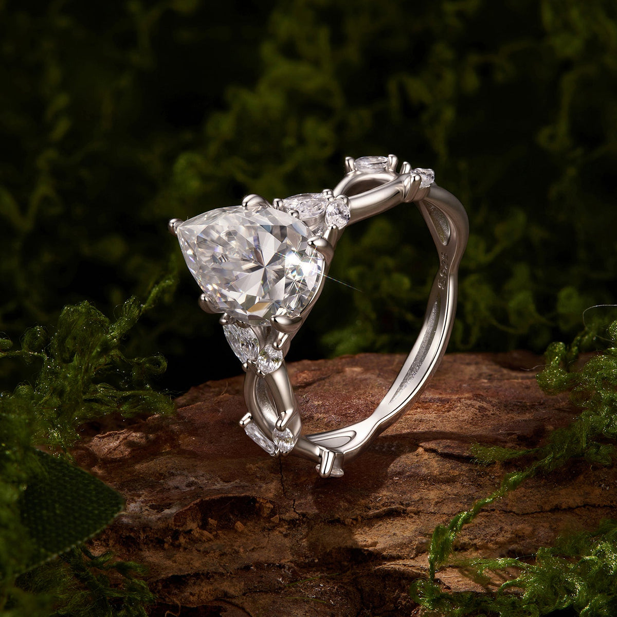 925 Sterling Silver White Gold Plated 3ct Moissanite Size 6 Ring for Women