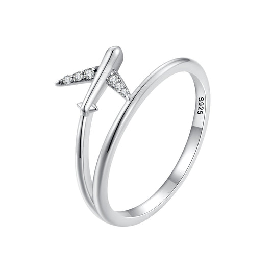 925 Sterling Silver Ring with Pavé Setting CZ, Size 6.0, Oxidized Finish for Women