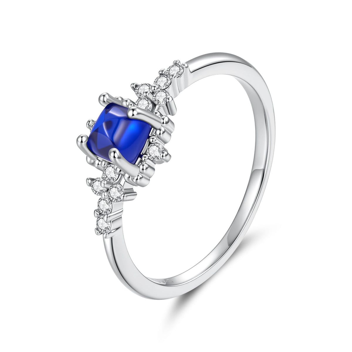 925 Sterling Silver White Gold Plated Size 6 Synthetic Spinel CZ Ring for Women