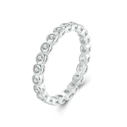 925 Sterling Silver 2mm Moissanite Ring Size 7 for Women