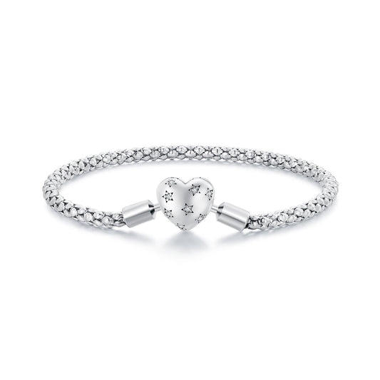 925 Sterling Silver Oxidized Silver Bracelets 17.0 Size with CZ for Women