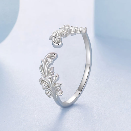 925 Sterling Silver White Gold Plated Ring with Pavé Setting CZ for Women