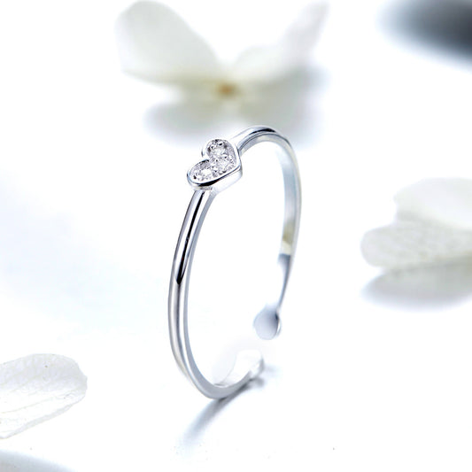 925 Sterling Silver Plated Platinum Pavé Setting CZ Ring