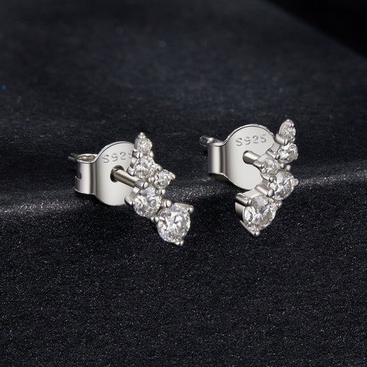 925 Sterling Silver Moissanite Earrings with White Gold Plating for Women