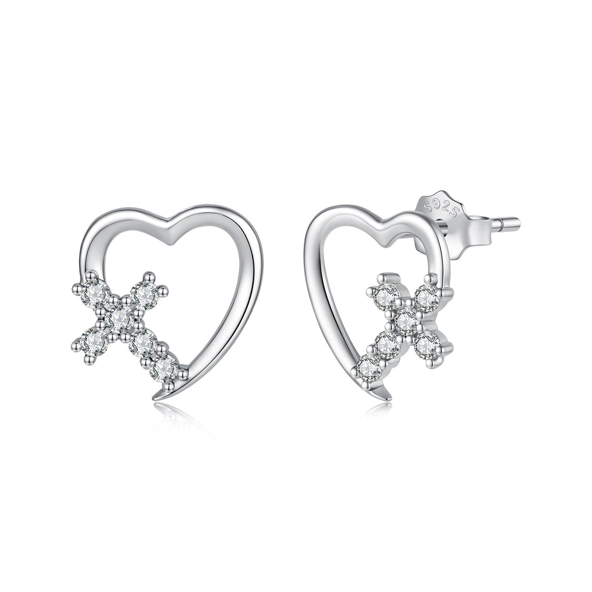 925 Sterling Silver White Gold Plated 1.0x1.0cm Pavé CZ Earrings for Women