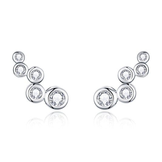 925 Sterling Silver Earrings with Pavé Setting CZ, 0.5x1.2 cm for Women - view 2