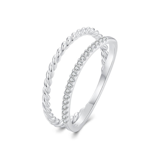 925 Sterling Silver Ring 6.0 Size with Pavé Setting CZ