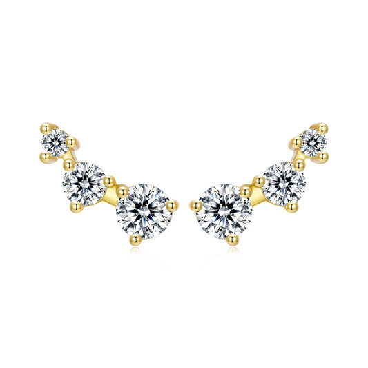 925 Sterling Silver Earrings with Pavé Setting CZ | Size 0.6*1.45cm for Women