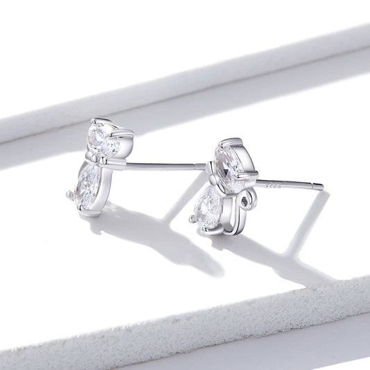 925 Sterling Silver Plated Platinum Earrings with Pavé Setting CZ for Women - view 2