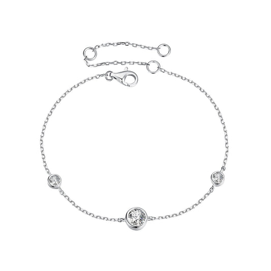 925 Sterling Silver 5mm Moissanite & 3mm Moissanite Bracelet for Women