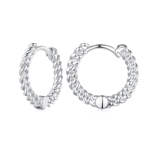 925 Sterling Silver Earrings Size 14*1.5mm Plated Platinum for Women - view 2