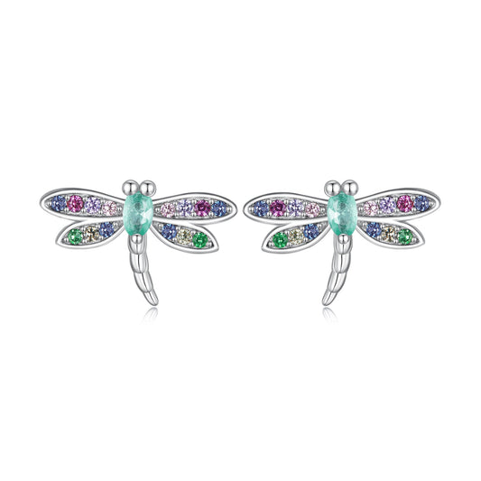 925 Sterling Silver Earrings with Pavé CZ and Transparent Glass - view 2