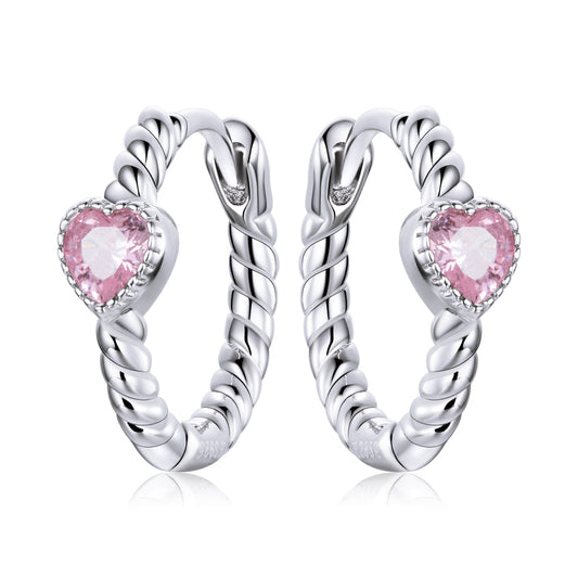 925 Sterling Silver CZ Earrings with Pavé Setting 1.3cm for Women