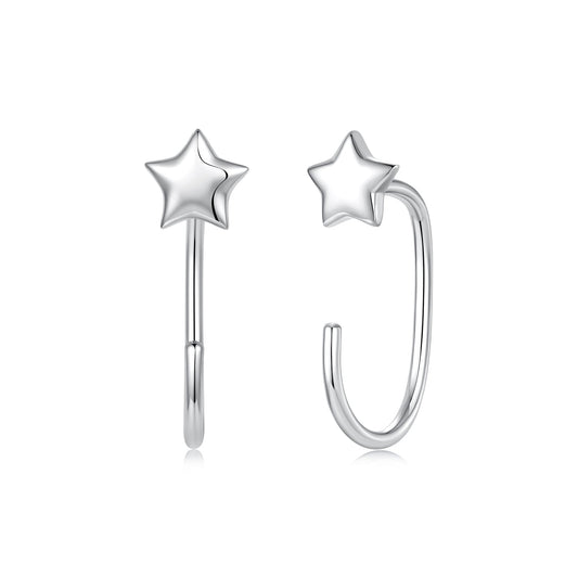 925 Sterling Silver Brass Earrings with White Gold Plating 1.4cm for Women