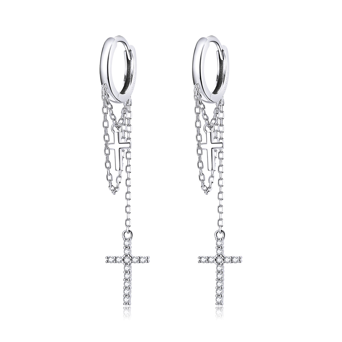 S925 Sterling Silver Plated Platinum Pavé Setting CZ Earrings for Women