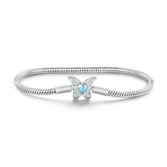 925 Sterling Silver Moonstone Bracelet 17.0 cm Pavé Setting for Women