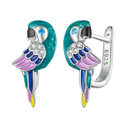 925 Sterling Silver Enamel Crafted Earrings for Women - 16x9mm - view 2