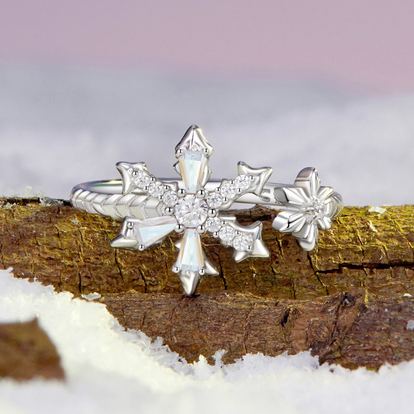 925 Sterling Silver Ring with White Gold Plating and CZ for Women