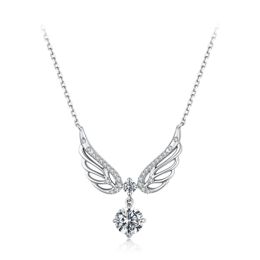 925 Sterling Silver White Gold Plated Moissanite 40+5cm Pavé CZ Pendant Necklace for Women