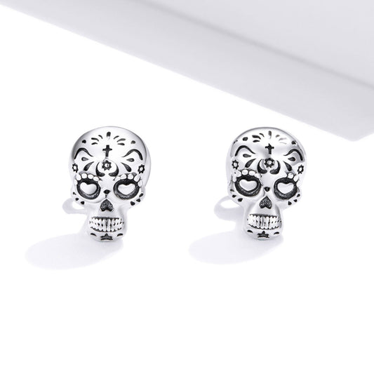 S925 Oxidized Silver Earrings Size 1*0.7cm for Women