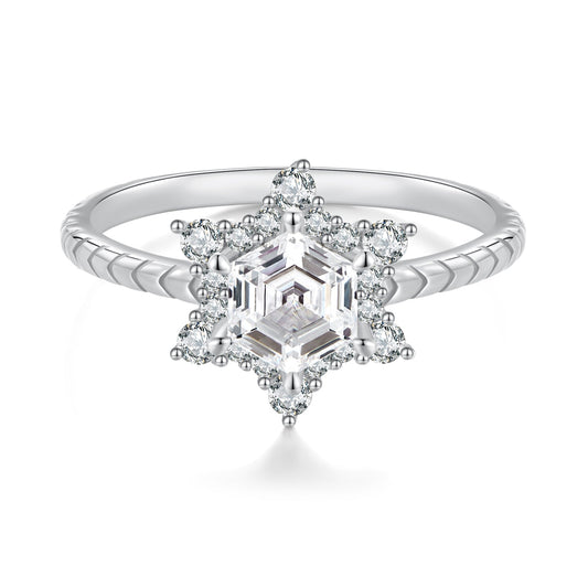 925 Sterling Silver White Gold Plated Ring with Pavé Set CZ, Size 6.0