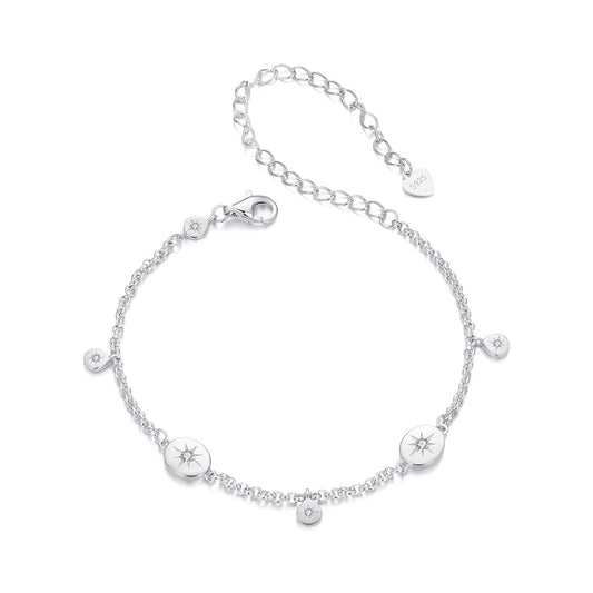 925 Sterling Silver & Plated White Gold CZ Bracelet