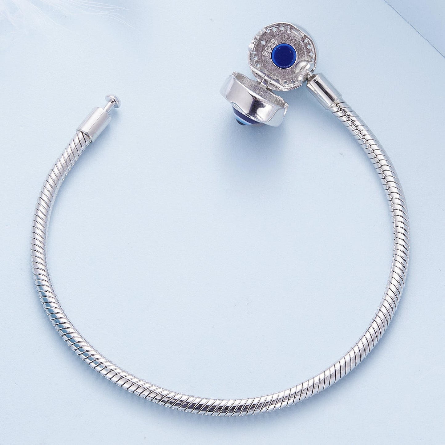 925 Sterling Silver Bracelet with CZ & Resin, Size 17.0