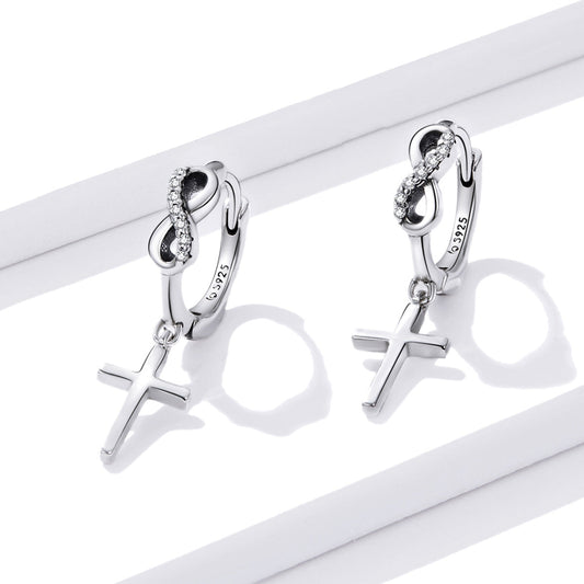 925 Sterling Silver Earrings with Pavé Setting CZ in Oxidized Finish - view 2