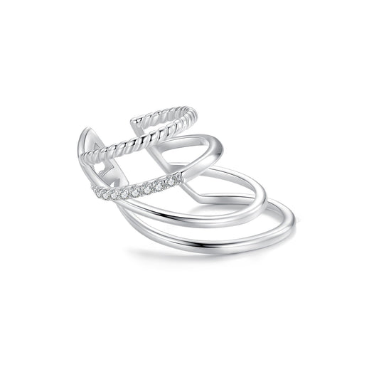 925 Sterling Silver Earrings with CZ and White Gold Plating - view 2