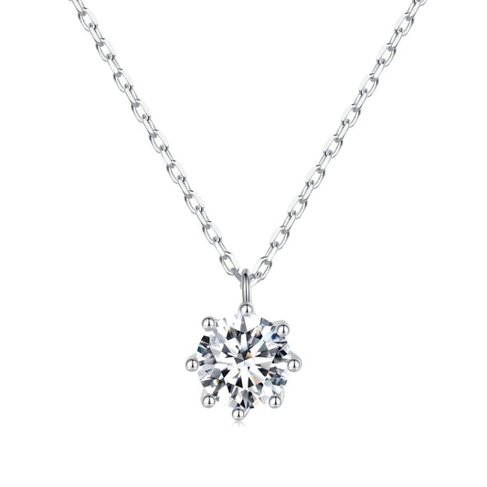 925 Sterling Silver Plated Platinum Moissanite Necklace 39+5cm for Women