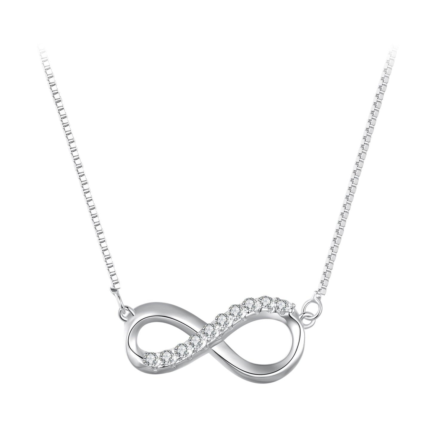 925 Sterling Silver Moissanite 1.5mm Necklace 400+50mm for Women