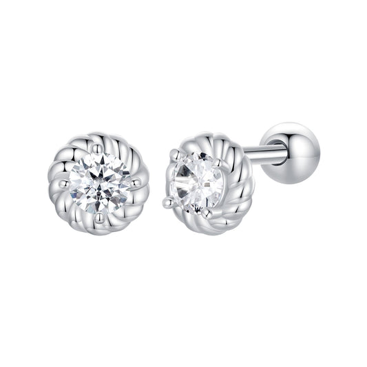 925 Sterling Silver 3mm Moissanite Earrings for Women
