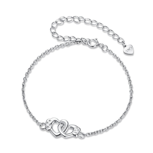 925 Sterling Silver White Gold Plated Chain Bracelet for Women