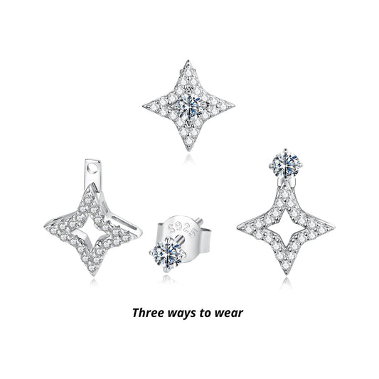 925 Sterling Silver Moissanite 0.1ct Earrings for Women