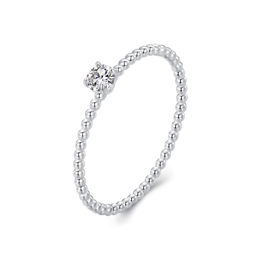 925 Sterling Silver 3mm Moissanite Ring for Women - Size 6