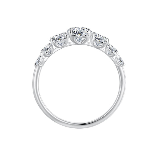 925 Sterling Silver Moissanite Engagement Ring with 5mm, 4mm, 3mm, 2.5mm Stones for Women
