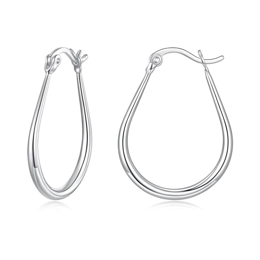 925 Sterling Silver Earrings for Women - 2.9x0.2cm, Plated White Gold, Style L