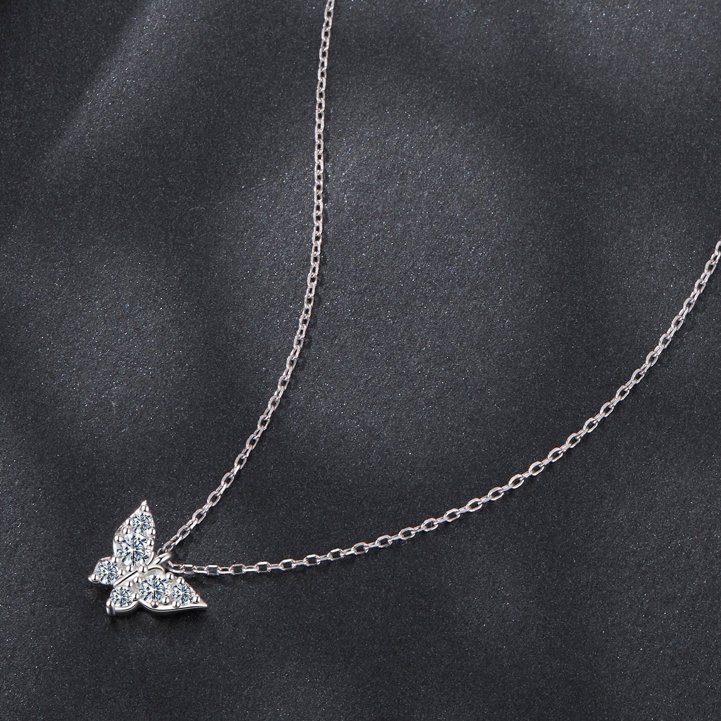925 Sterling Silver Plated White Gold Moissanite Necklace 40+5cm for Women