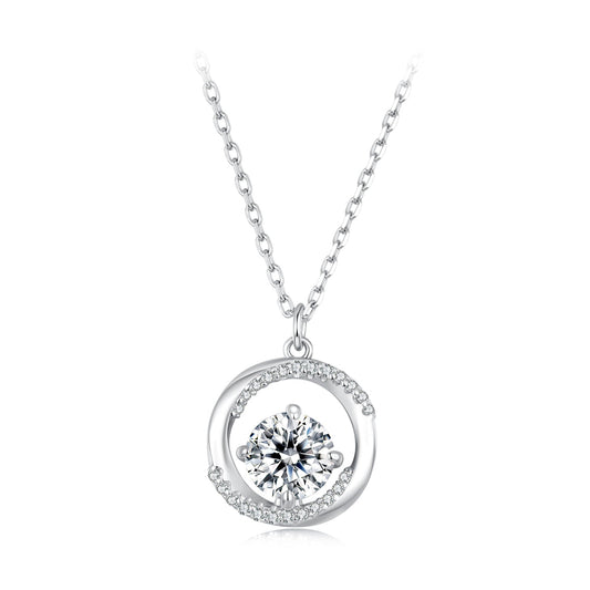925 Sterling Silver Moissanite Necklace 40+5cm with CZ for Women