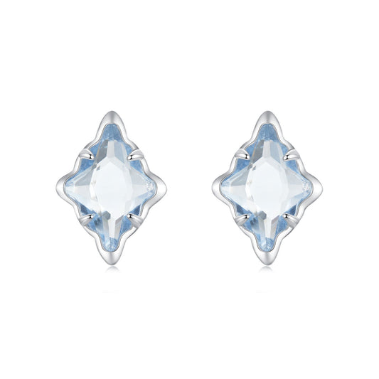 925 Sterling Silver Earrings with Transparent Glass and White Gold Plating - view 2