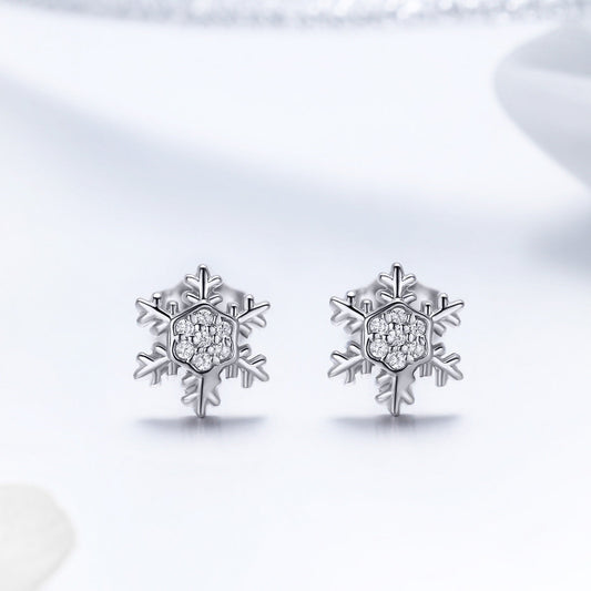 S925 Sterling Silver Earrings with CZ in Pavé Setting - 0.8*0.8cm for Women - view 2