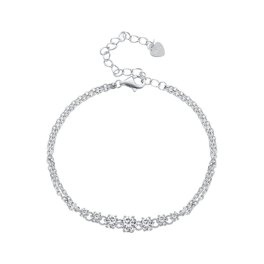 925 Sterling Silver 5MM Moissanite Bracelet for Women