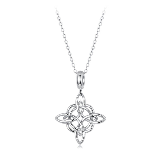 925 Sterling Silver Necklace with White Gold Plating and CZ - 40+5cm for Women