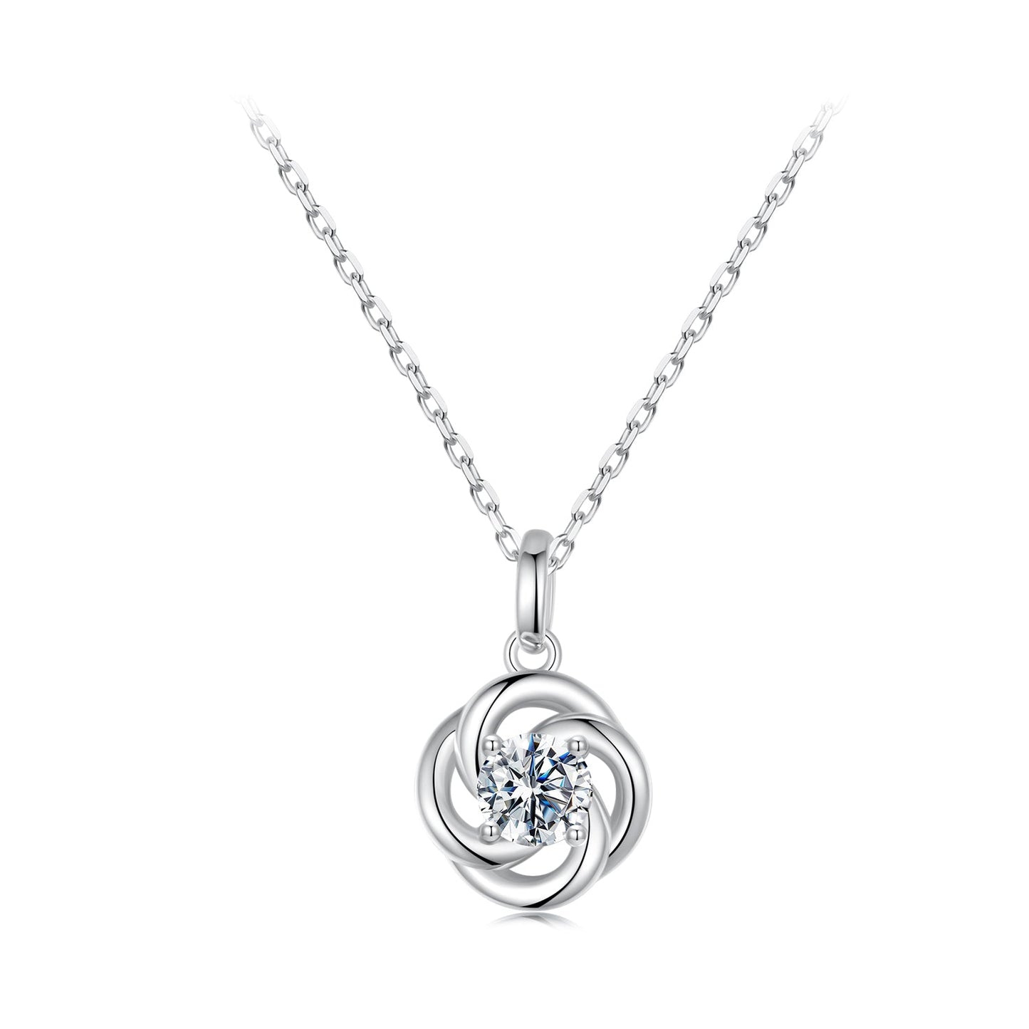 925 Sterling Silver 0.5 Carat Moissanite Necklace with White Gold Plating for Women