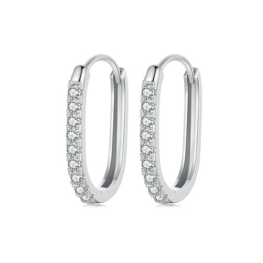 925 Sterling Silver Earrings with Pavé Setting CZ in Platinum for Women - view 2
