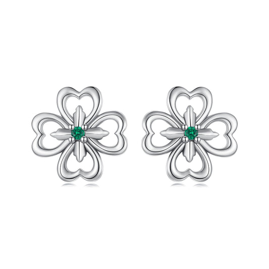 925 Sterling Silver Earrings with Pavé Setting CZ, 0.9cm, Oxidized Silver for Women