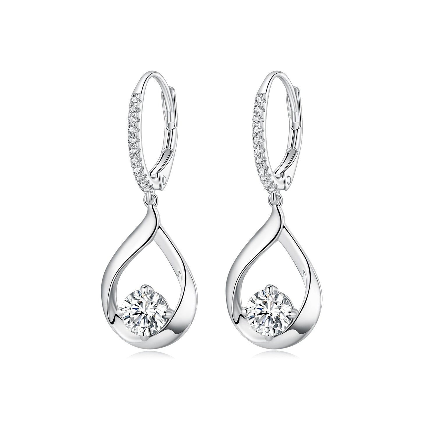 925 Sterling Silver Moissanite 0.5ct Earrings with Pavé Setting, Size 30*11mm for Women