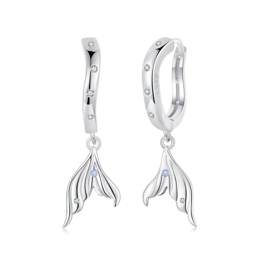 925 Sterling Silver Earrings with Nano Opal Stone and CZ in White Gold Finish